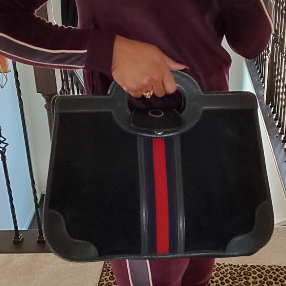 Gucci Handbags - Vintage Gucci Blue Suede Handbag Purse Authentic